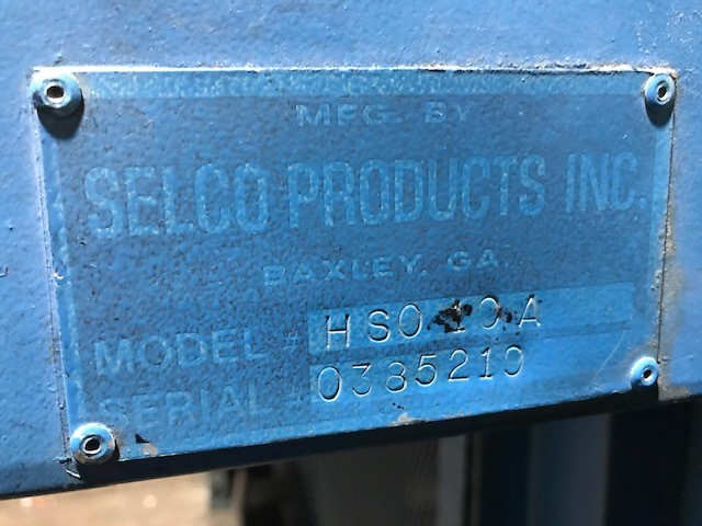 8644 Selco HSO10A AT name plate